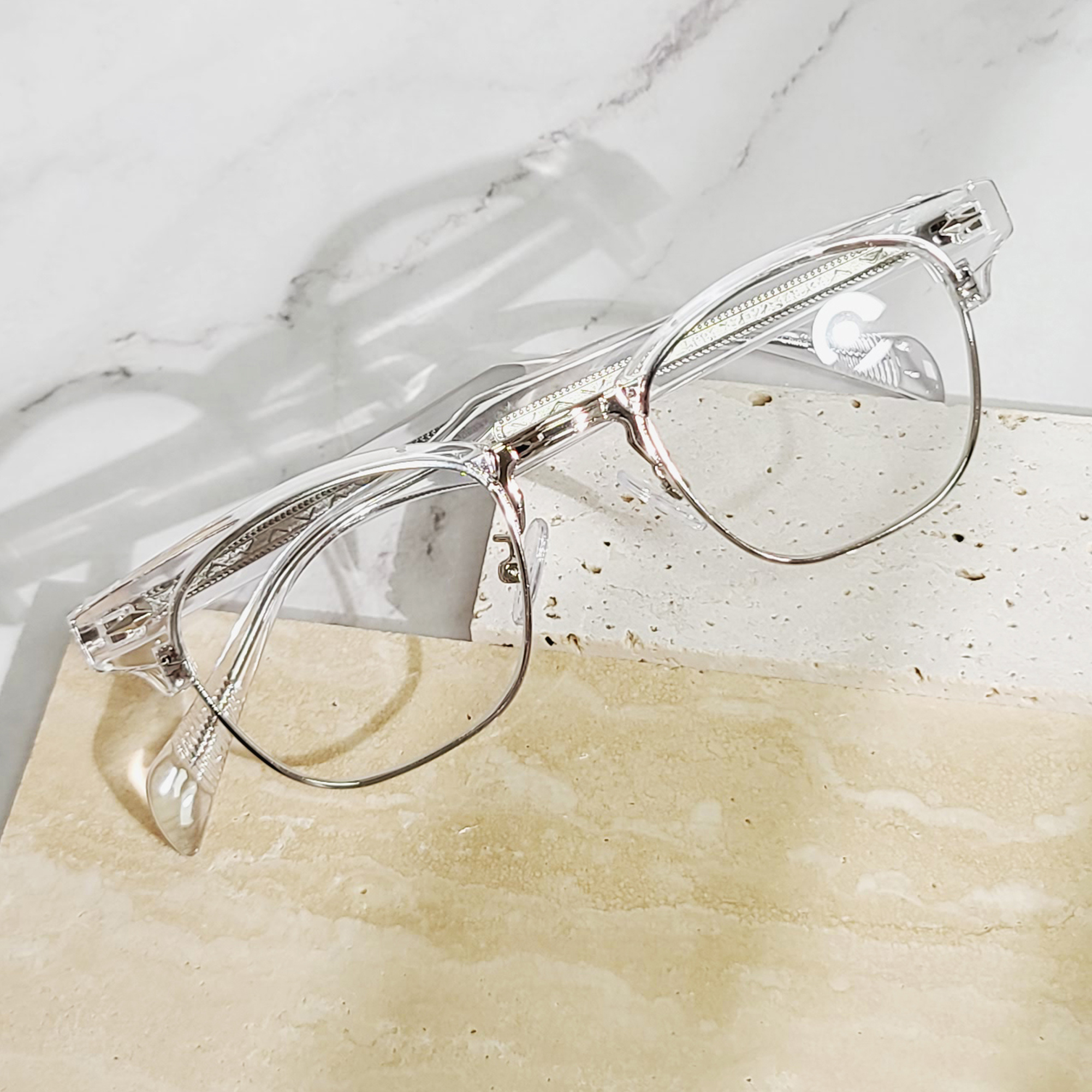 빈티지 사각 하금테 반뿔테 안경 반테 자외선 블루라이트 차단