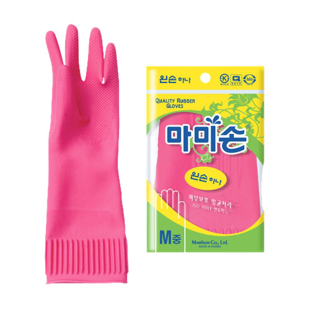 교체용 한쪽 고무장갑 왼손 35cm 핑크색 중형