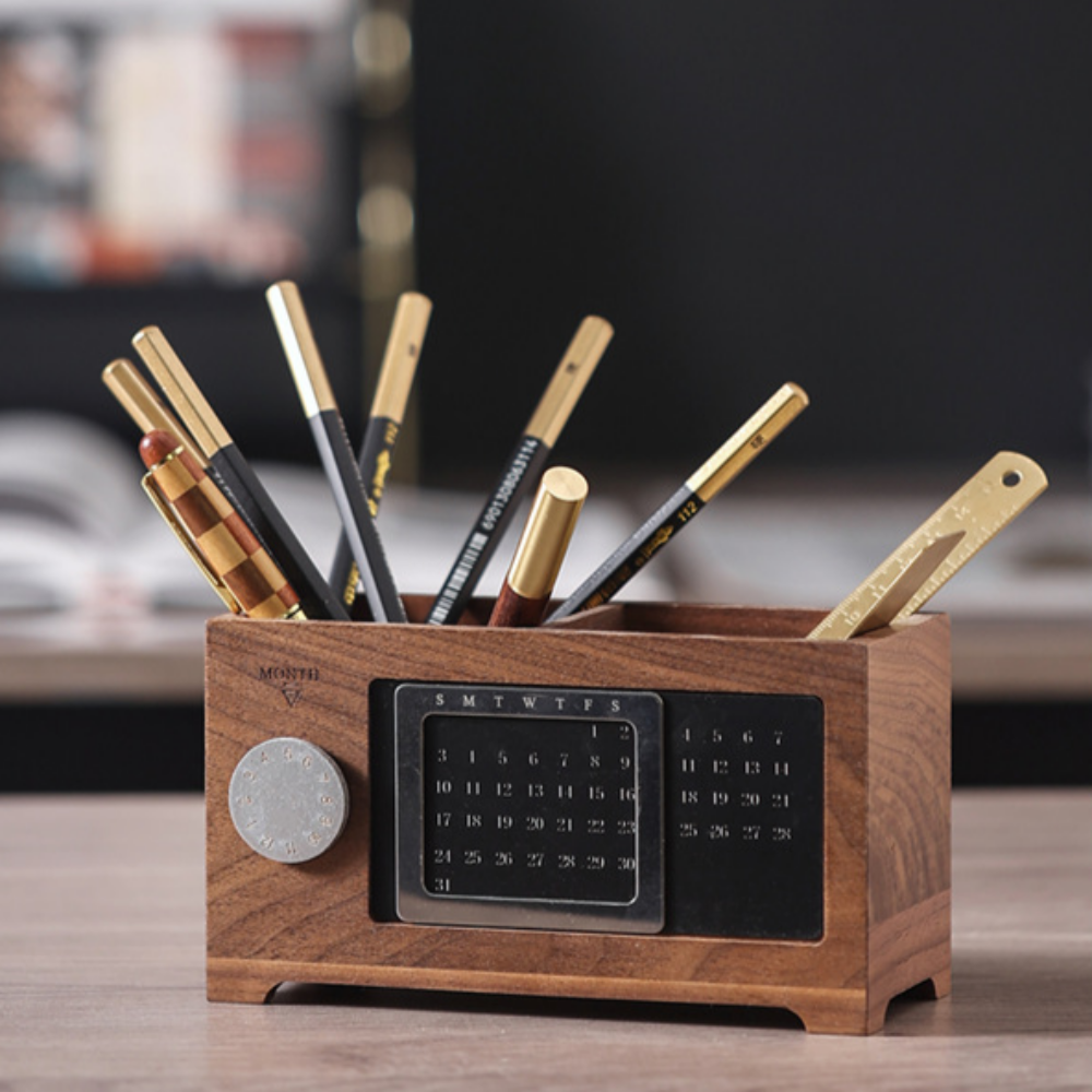 원목 연필꽂이 볼펜꽂이 필기구정리함 연필통 다크월넛