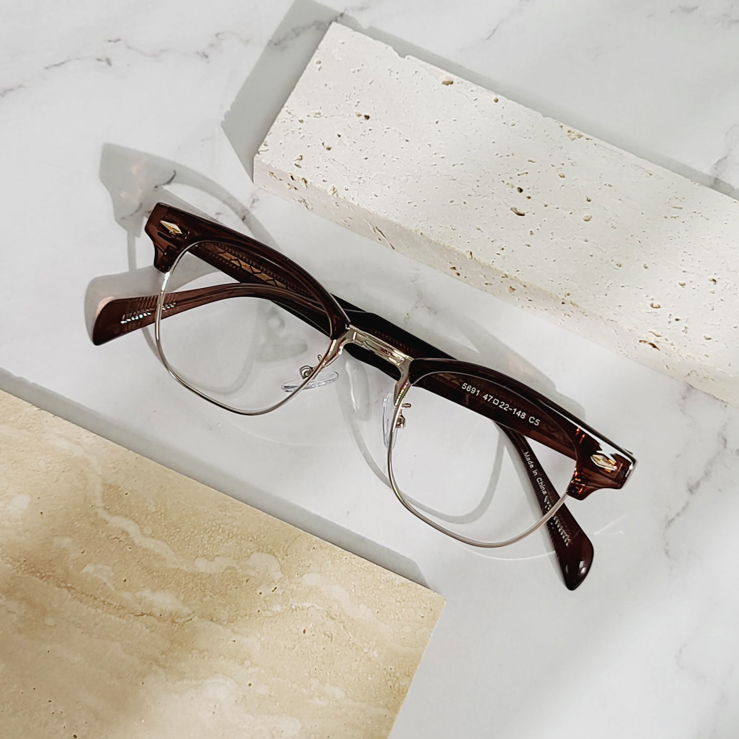 빈티지 사각 하금테 반뿔테 안경 반테 자외선 블루라이트 차단