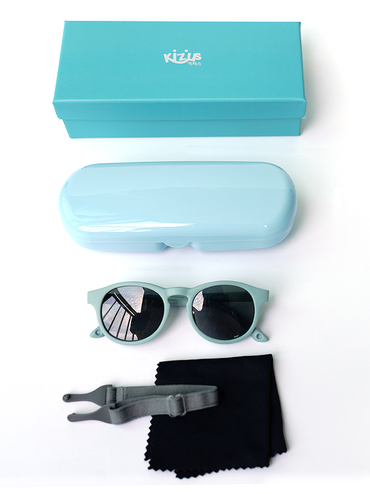 키저스 베베 0-4세 소프트 실리콘 아기 선글라스 케이스 세트 돌 백일 유아 선물