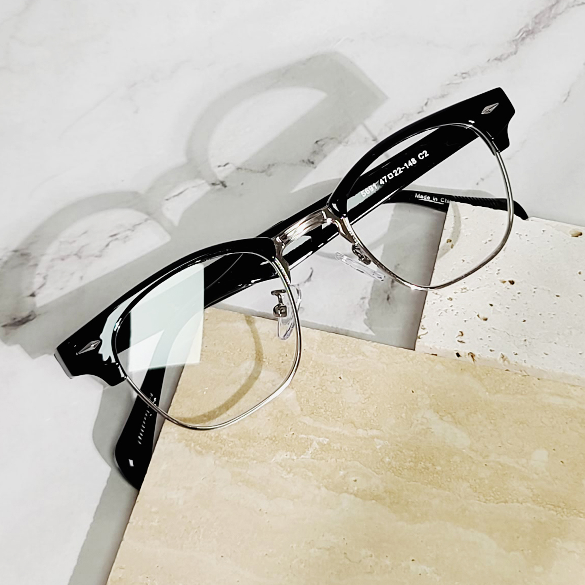 빈티지 사각 하금테 반뿔테 안경 반테 자외선 블루라이트 차단