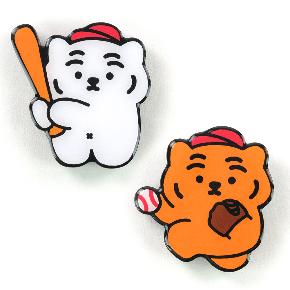 무직타이거 승리요정 뚱랑이 그립톡 2종 야구 스마트톡 거치대 아크릴 동물 스포츠 호랑이 - 상품 이미지