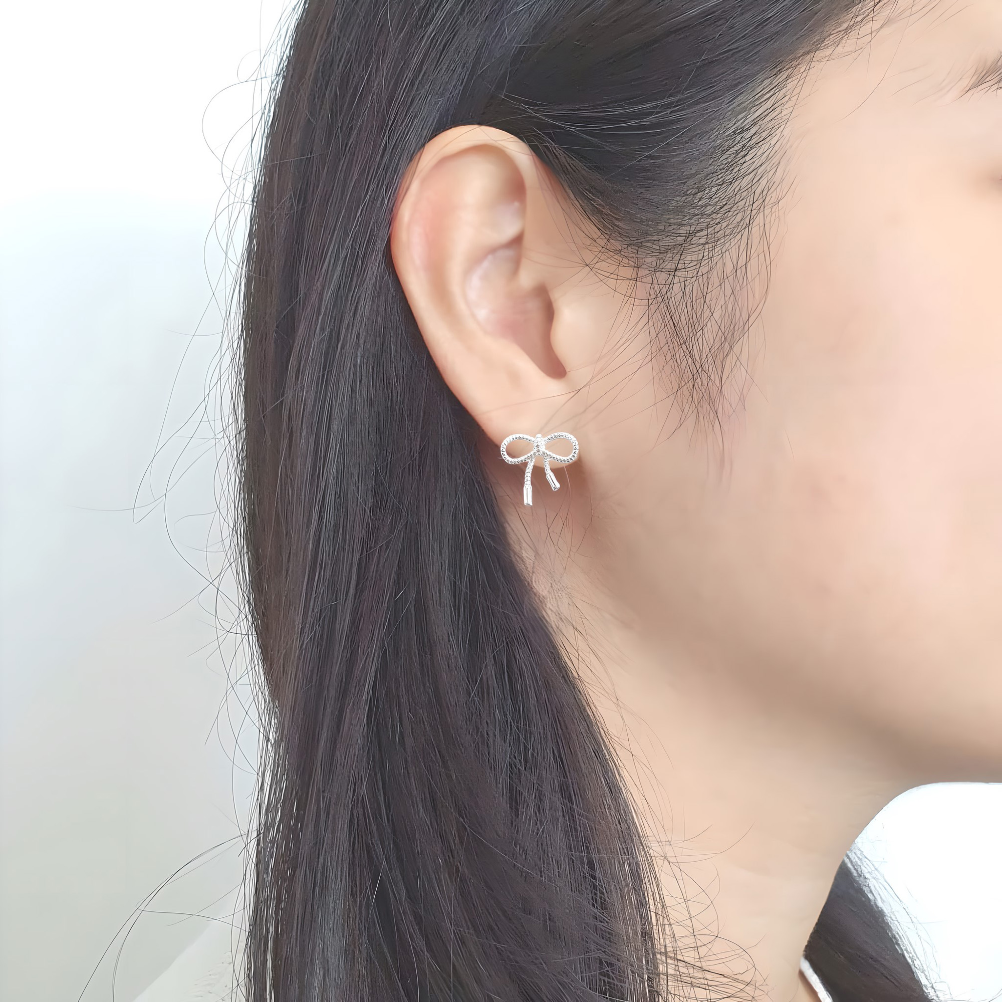 야랑쥬얼리 925실버 리본 포인트 귀걸이 - 상세 이미지 2