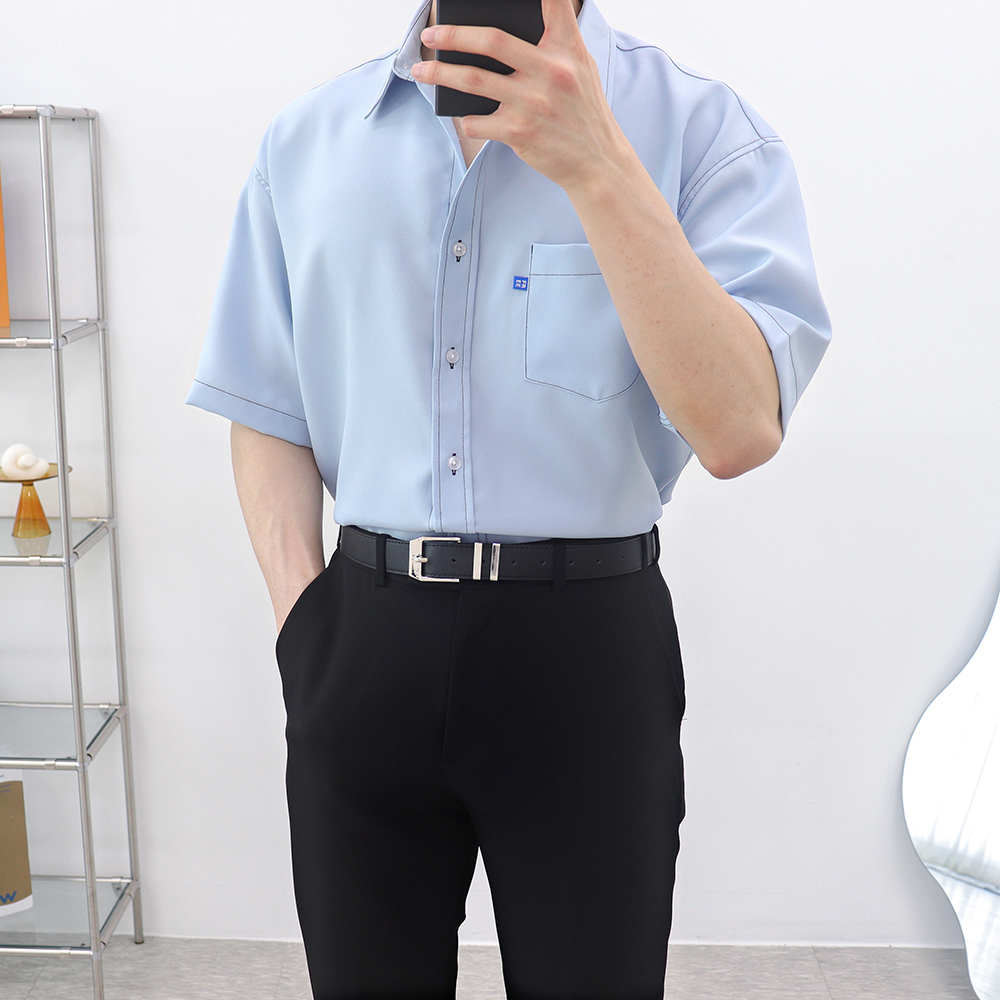 남자블랙셔츠 남성흰셔츠 링클프리반팔셔츠 - 상세 이미지 3