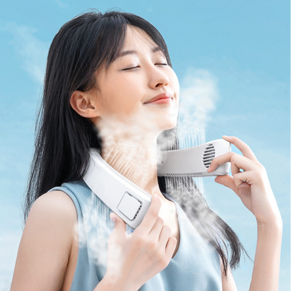 휴대용 넥밴드 에어컨 뒷목 넥쿨러 상하 출풍 배터리 4000mAh 대용량 - 상품 이미지