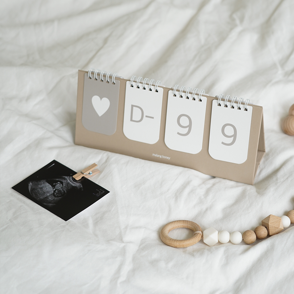말랑하니 디데이달력, 신생아 디데이, 출산준비, 아기 선물, 밀크베이지 달력