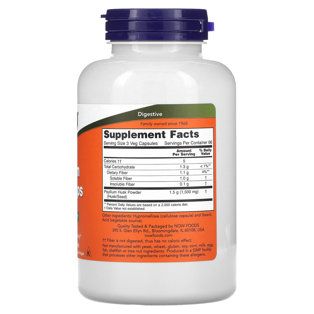 (아이허브) 나우푸드 차전자피 캡슐 500mg 베지 캡슐 200정 해외직구 : 아이허브 공식스토어