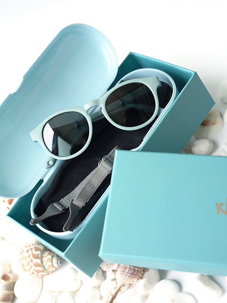 키저스 베베 0-4세 소프트 실리콘 아기 선글라스 케이스 세트 돌 백일 유아 선물