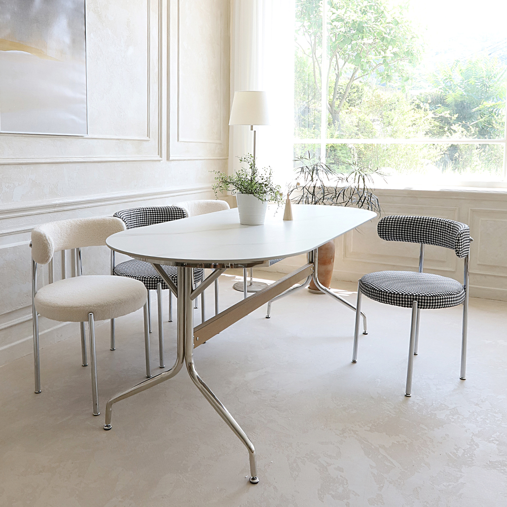 마커 6인 8인용 포세린 세라믹 실버 식탁 테이블 2000 CL514