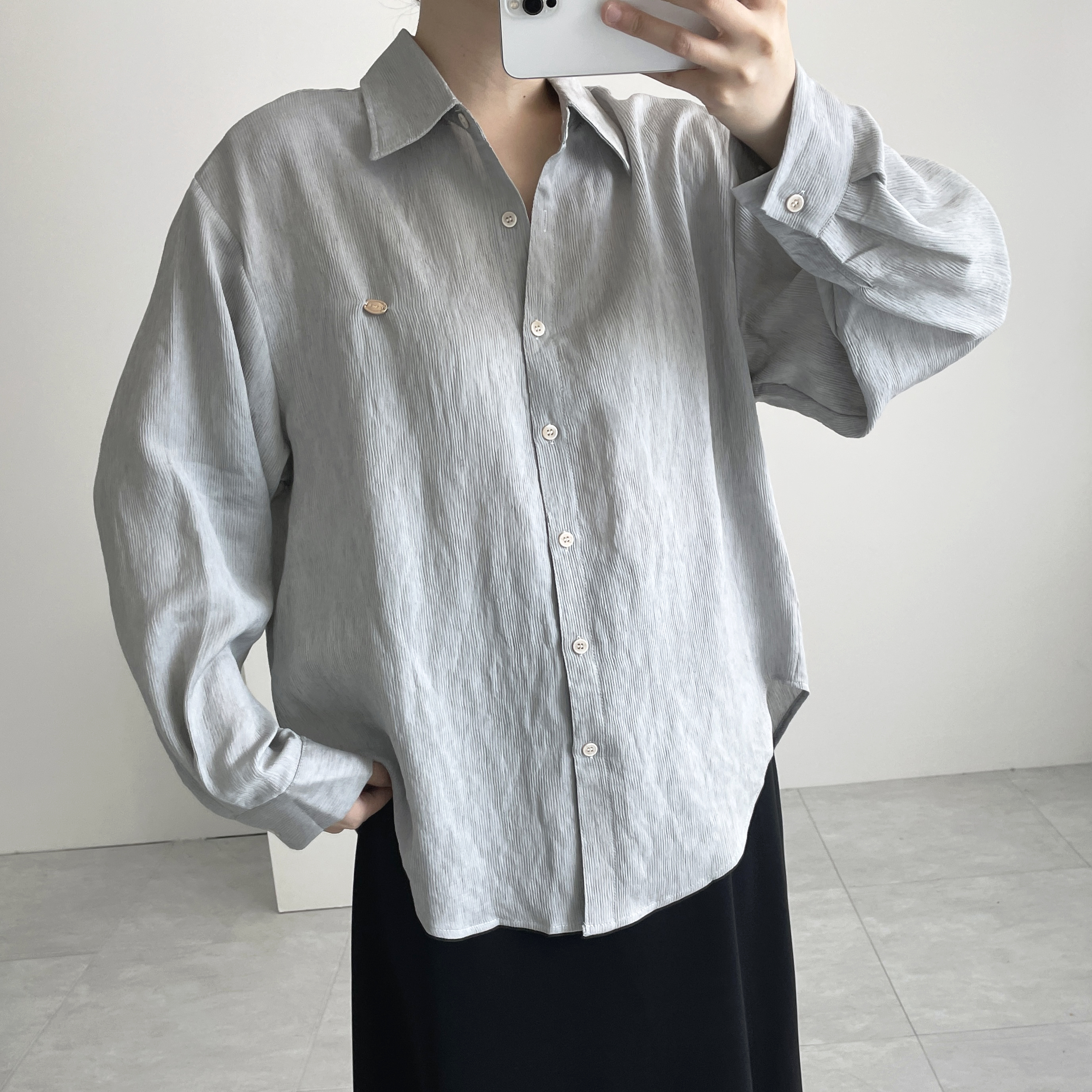 린넨 링클프리셔츠 거즈셔츠 여름긴팔남방 살안타템 이미지 7