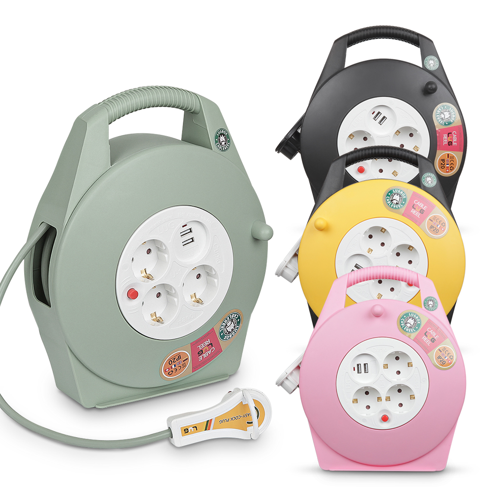 러그박스 3구+USB2구 15m 슬림형 코드릴 블랙 전기릴선 캠핑릴선 - 상세 이미지 2