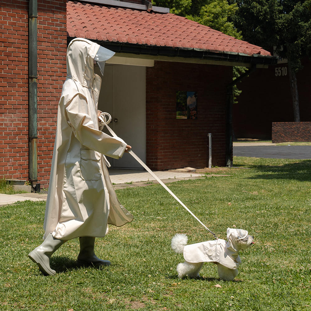 강아지 우비 반려견 판초 레인코트 아이보리 2XL 대형견 중형견 커플록 강아지옷 이미지 3