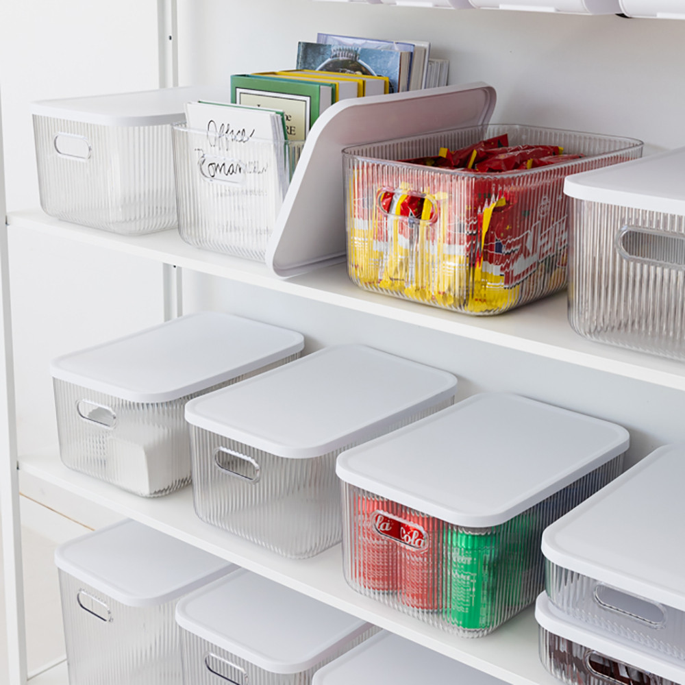 플리츠 투명 팬트리 정리함 주방 옷 장난감 수납함 높은형 소형