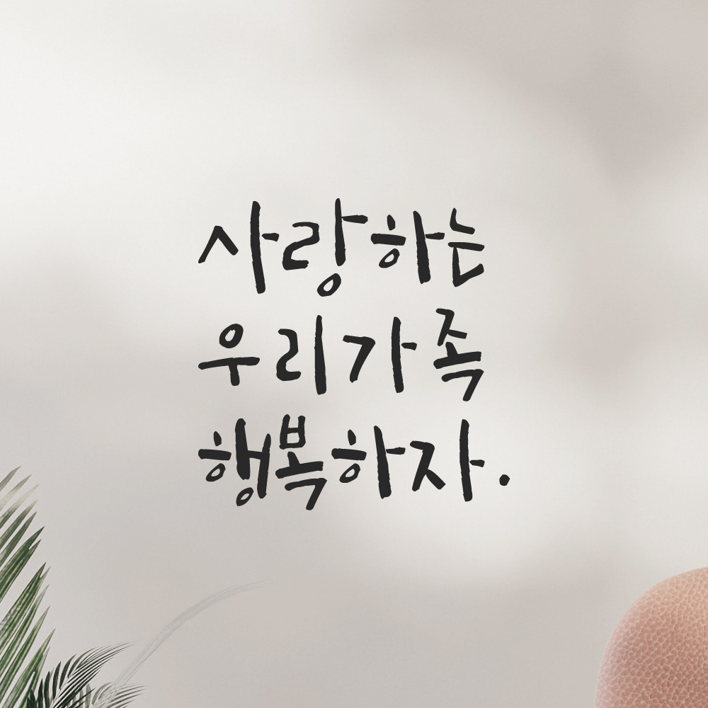 인테리어 포인트 그래픽 캘리그라피 레터링 스티커 사랑하는 우리가족 행복하자 LC-044S 검정 이미지 8