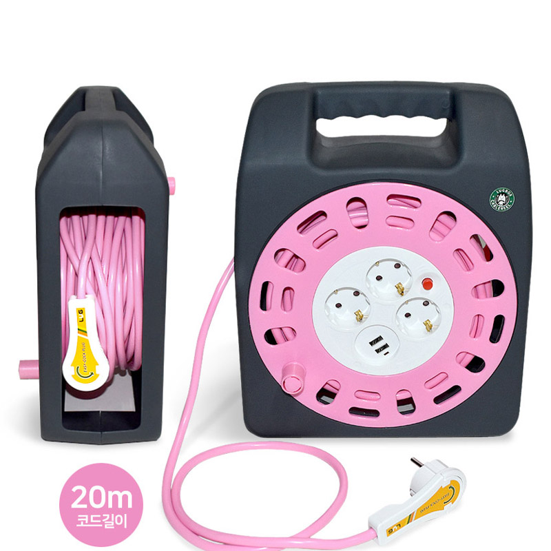 러그박스 3구+USB 20m 1.5SQ 캠핑전기릴선 납작 멀티탭 콘센트 - 상세 이미지 2