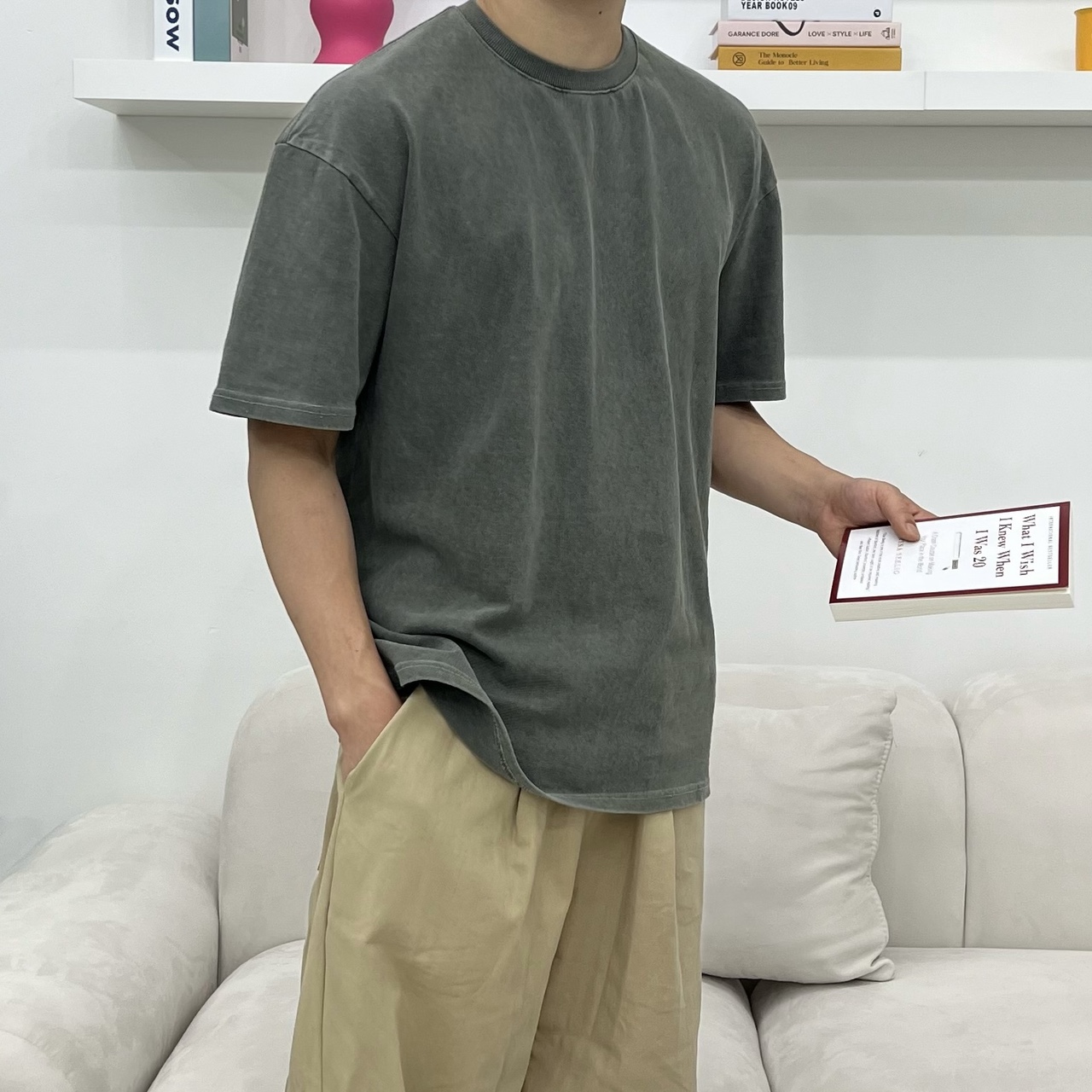 피그먼트반팔 어깨넓어보이는반팔 10수반팔티 - 상품 이미지