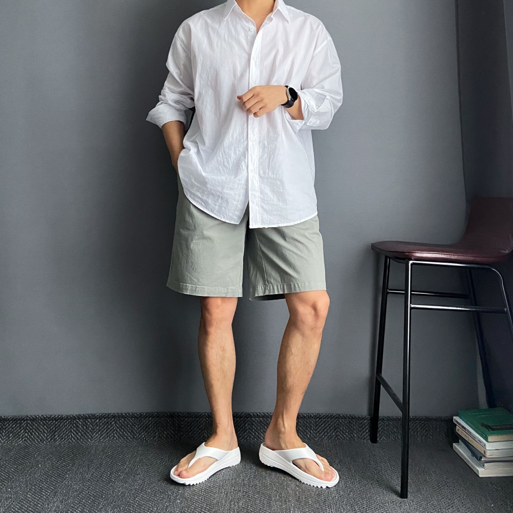 치노반바지 남자흰반바지 면반바지 - 상세 이미지 2