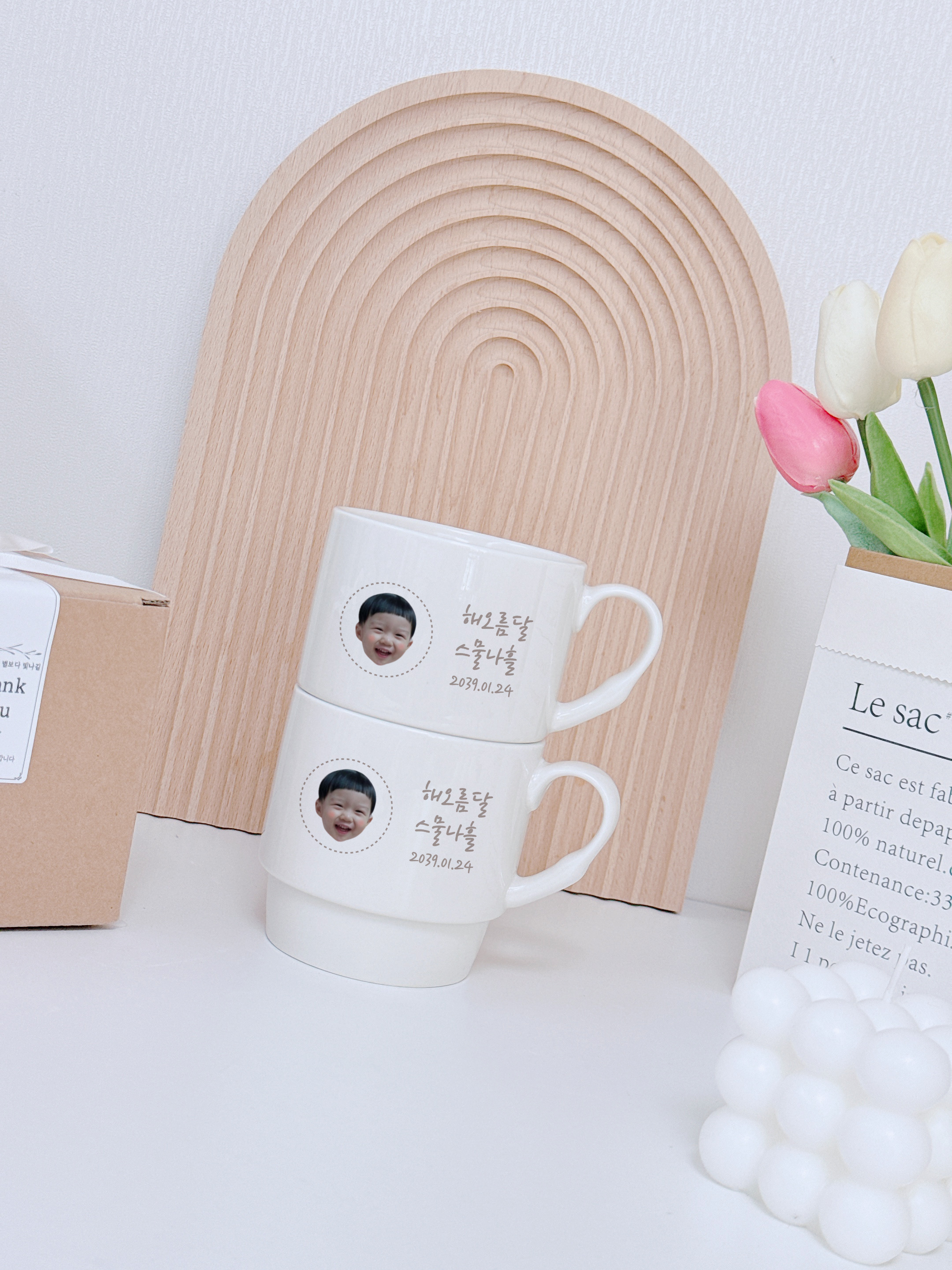 소규모돌잔치답례품 직계가족 돌답례컵 본차이나 포토 머그잔 컵 소량 돌잔치 답례품 주문제작 - 상세 이미지 2