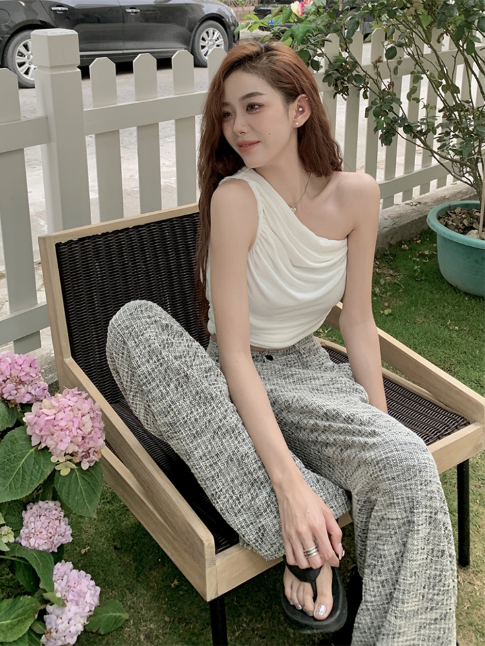 나솔사계 67회 경리 민소매 블라우스 플리츠 어깨 트임 의상 옷 패션 - 상세 이미지 4