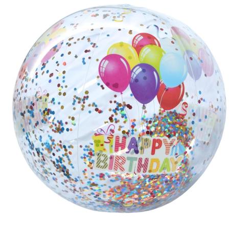 4Es Novelty 22 Inch Large Happy Birthday Beach Ball with Glitter Inside for Birthday Decorations Out : 허니투데이