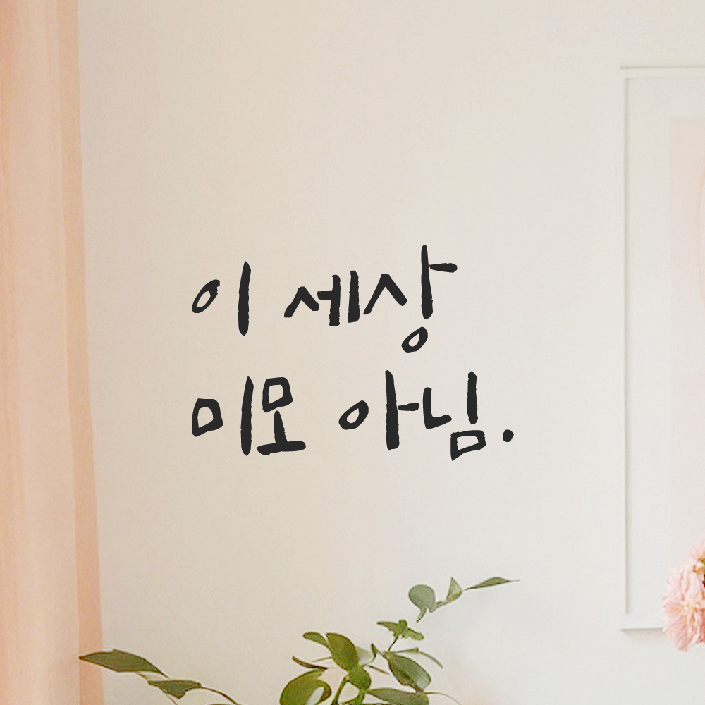 인테리어 포인트 그래픽 캘리그라피 레터링 스티커 이 세상 미모 아님 LC-051S 검정 이미지 6