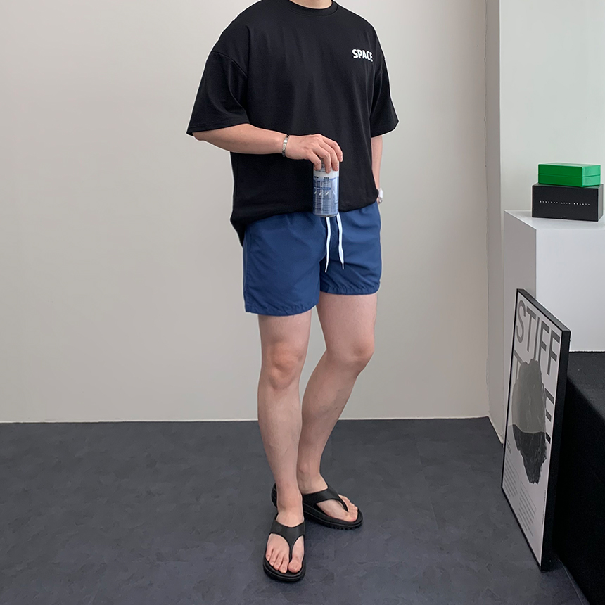 남자 비치 반바지 3부 4부 밴딩 수영복 비치웨어 래쉬가드바지 커플 스윔팬츠 - 상세 이미지 4