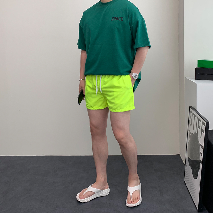 남자 비치 반바지 3부 4부 밴딩 수영복 비치웨어 래쉬가드바지 커플 스윔팬츠 - 상세 이미지 3