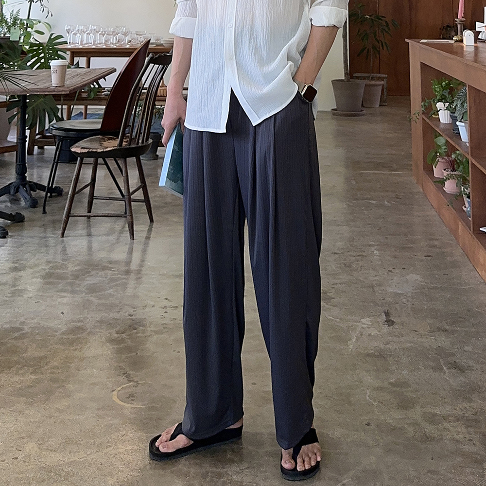 쿨링 아이스 플리츠 팬츠 남자와이드팬츠 남자냉장고바지 - 상세 이미지 3