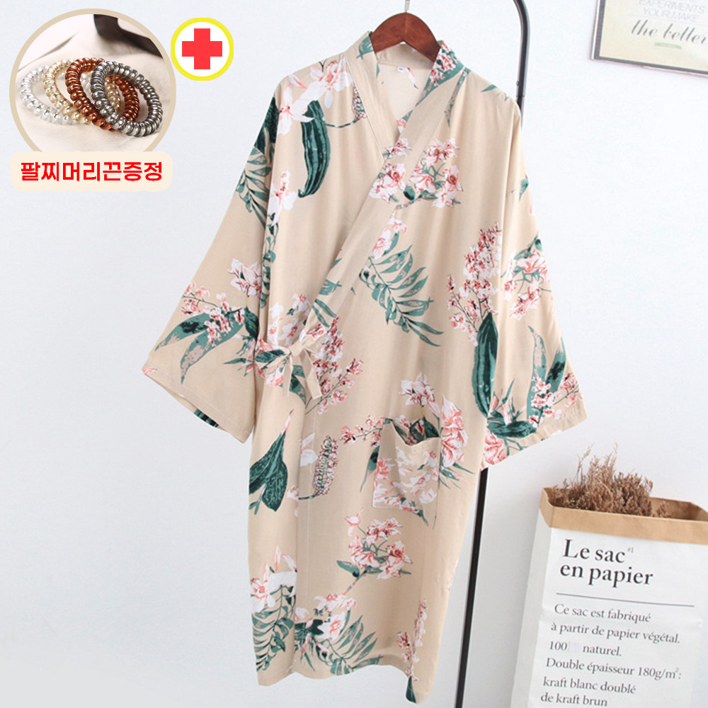 여성 골프 샤워가운 실크 인견 목욕 랩가운 얇은 나이트 로브 호텔 까운 엘레강스플로럴