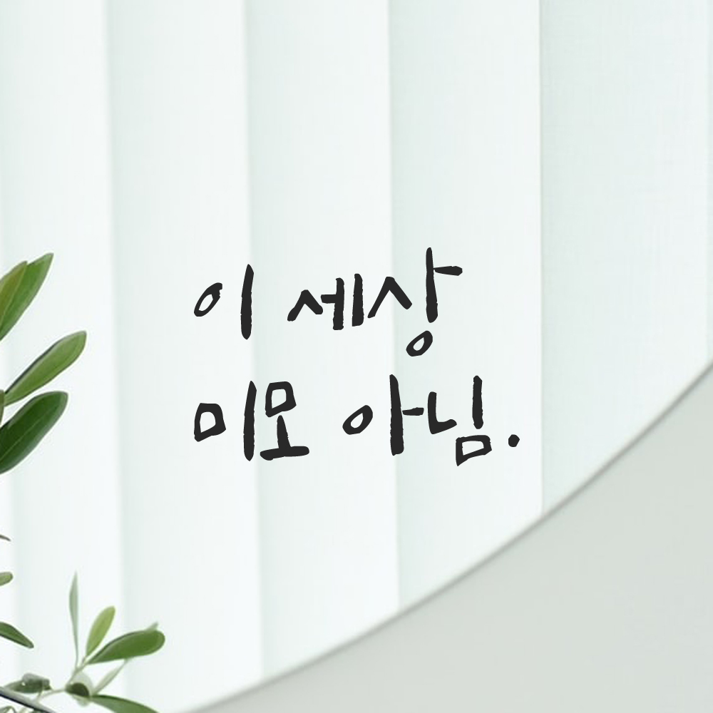 인테리어 포인트 그래픽 캘리그라피 레터링 스티커 이 세상 미모 아님 LC-051S 검정 - 상세 이미지 5