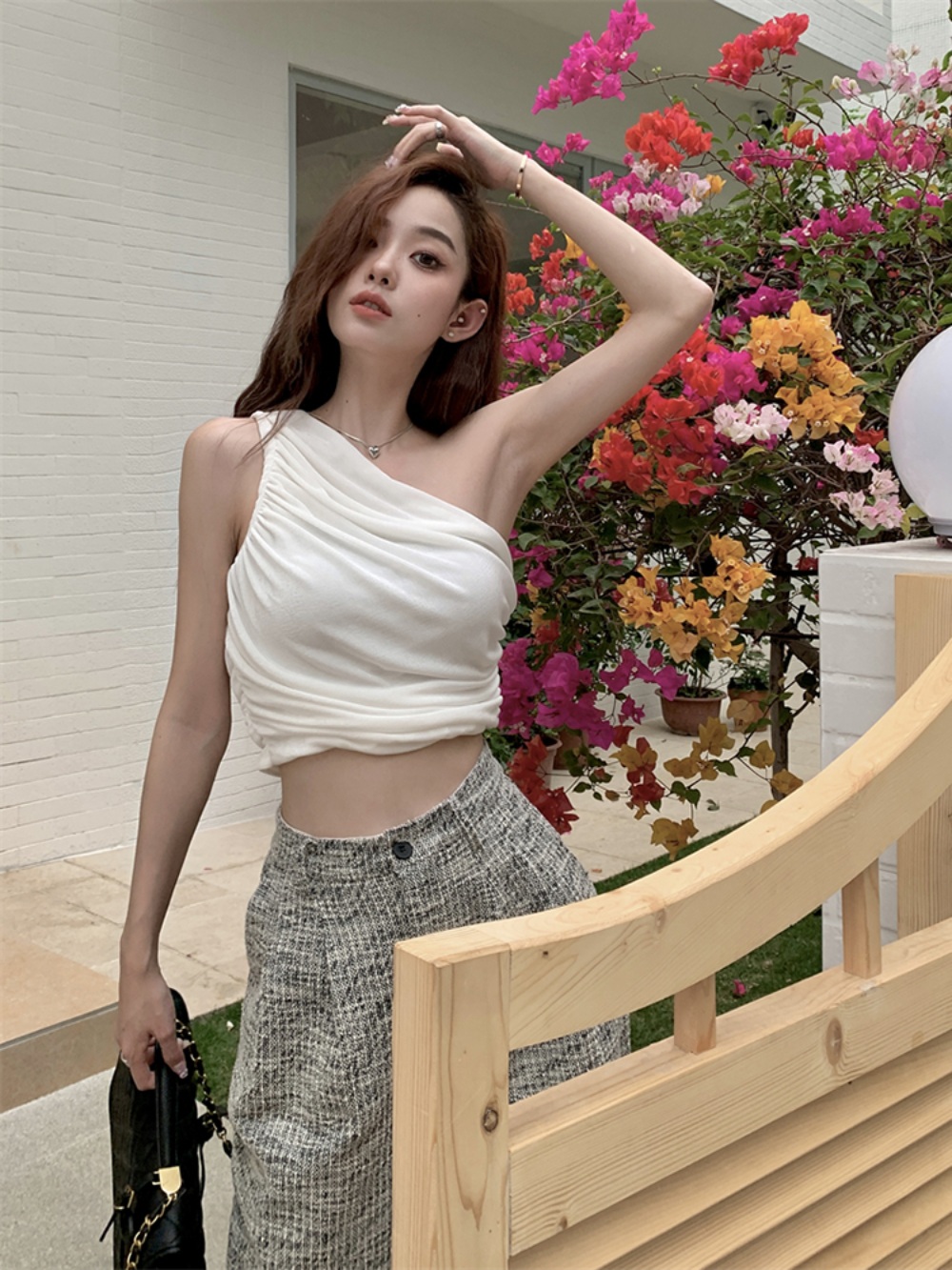 나솔사계 67회 경리 민소매 블라우스 플리츠 어깨 트임 의상 옷 패션 - 상세 이미지 3