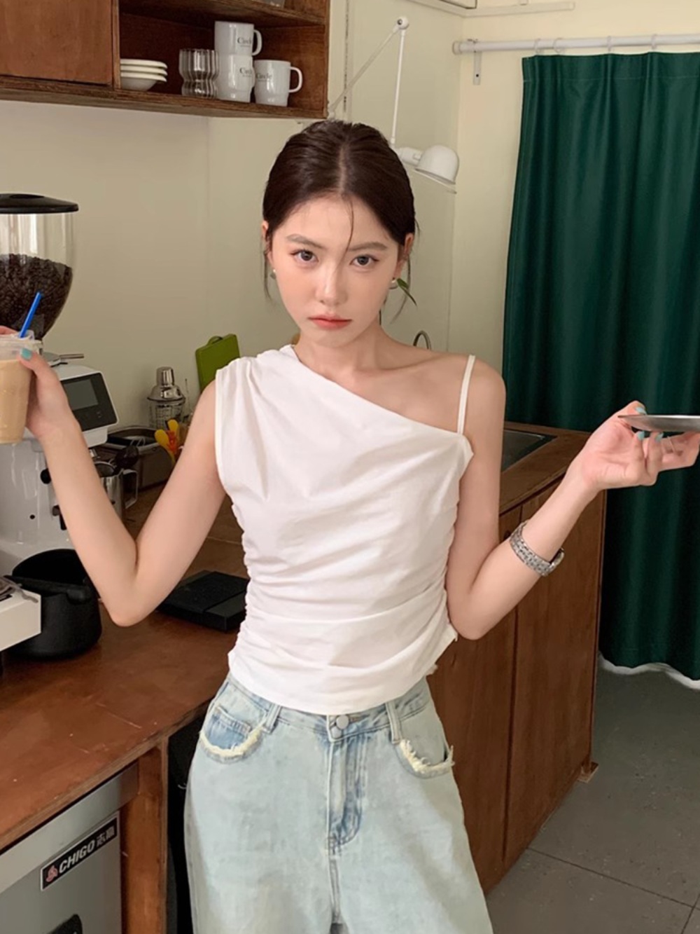 나솔사계 67회 경리 민소매 블라우스 오프숄더 불규칙 의상 옷 패션 - 상세 이미지 4