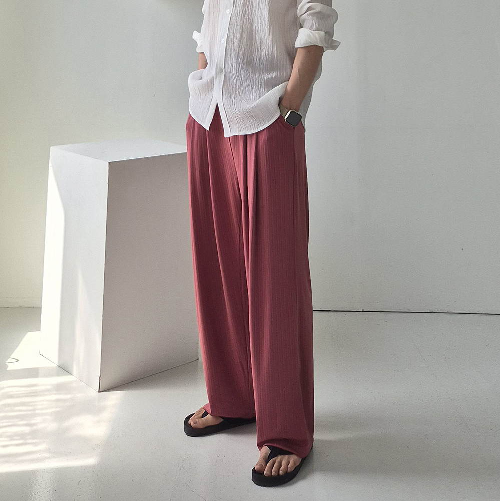 쿨링 아이스 플리츠 팬츠 남자와이드팬츠 남자냉장고바지 - 상세 이미지 4