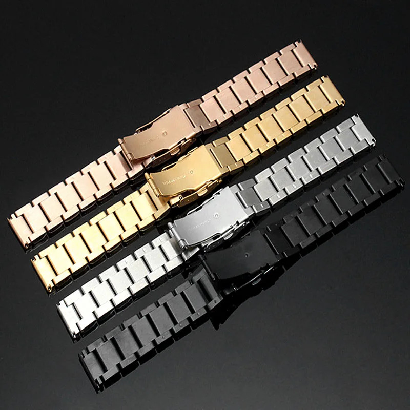 2025 호환 시계줄 밴드 더블 보험 교체 금속 메탈 스트랩 솔리드 스테인레스 스틸 손목 18mm 20mm 22mm 24mm : 고고무역
