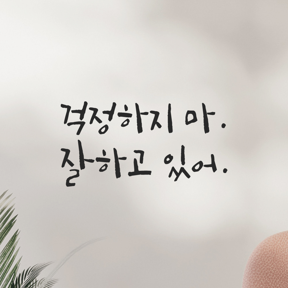 인테리어 포인트 그래픽 캘리그라피 레터링 스티커 걱정하지 마 잘하고 있어 LC-060S 검정 - 상세 이미지 5