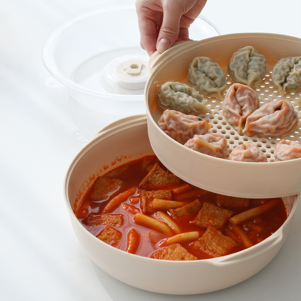 스팀 전자레인지 만능찜기 계란찜 양배추 라면기 찜기 세트 - 상세 이미지 3