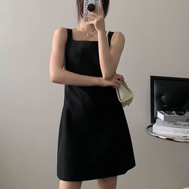 러블리해라 데이트룩 바캉스 블랙 여성 스퀘어넥 미니원피스 이미지 8