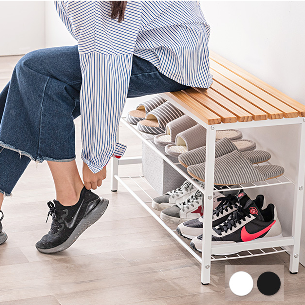 현관 벤치 신발장 틈새 미니 슬림 철제 신발장의자 슈벤치 600 화이트