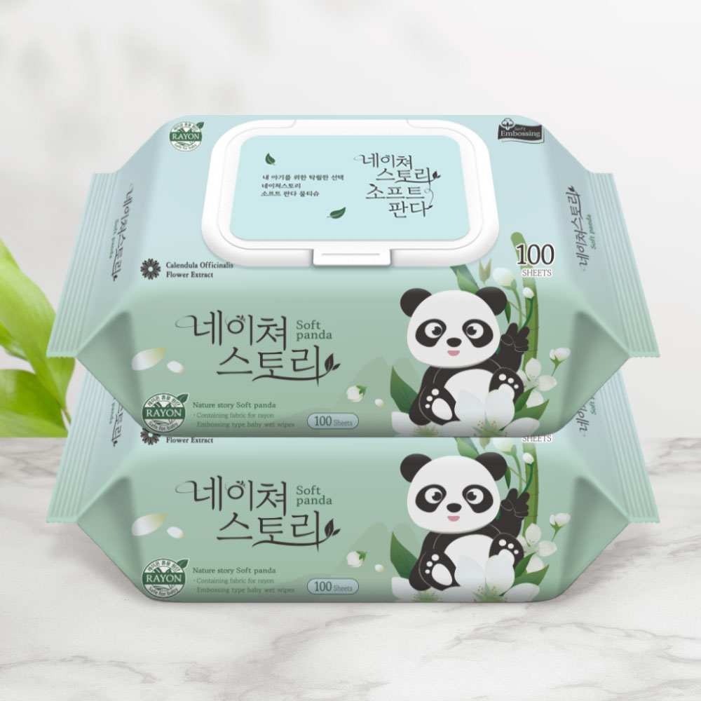 네이쳐스토리 소프트판다 대용량 아기물티슈 엠보싱 캡형 100매, 20개