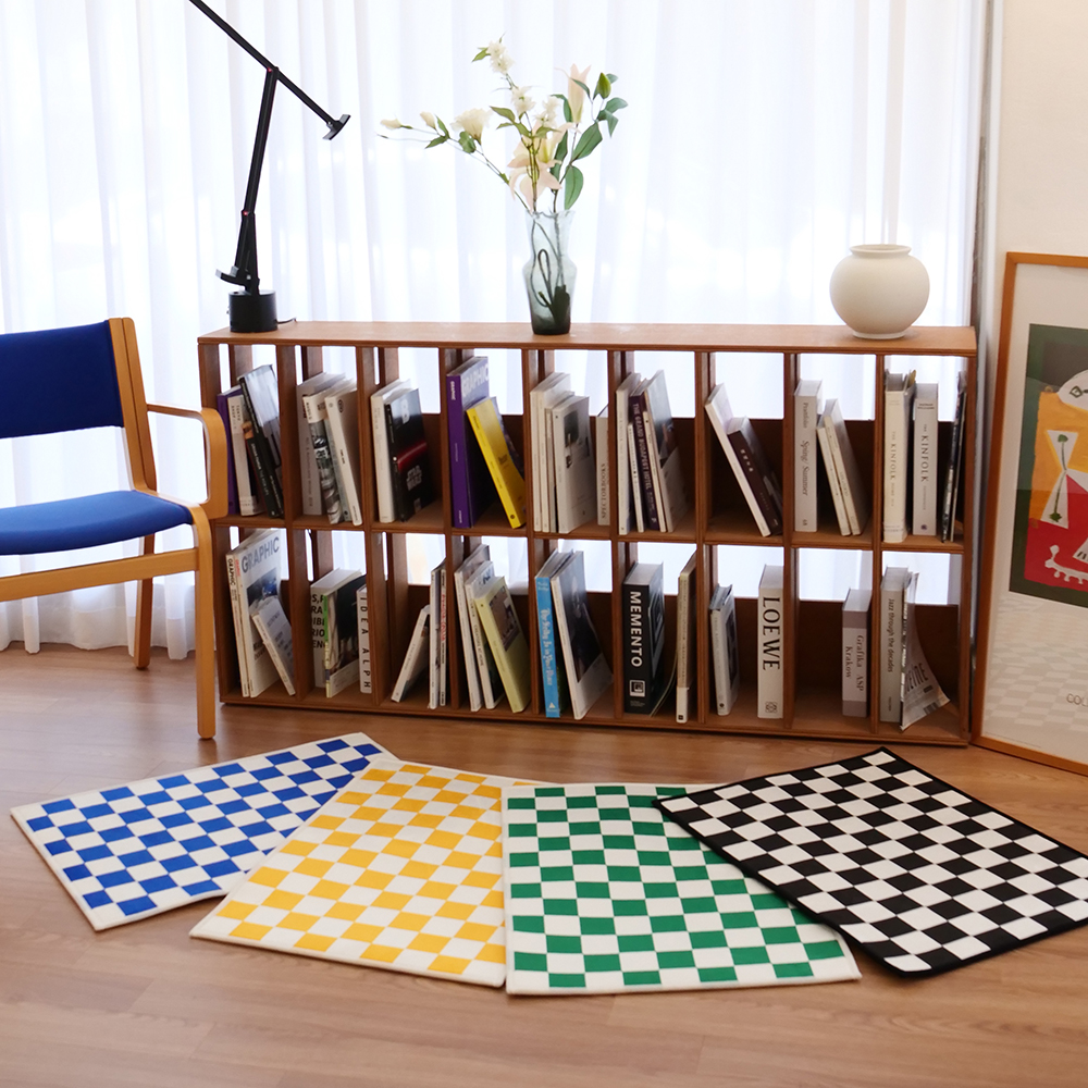 포시엘라 국내산 미니 러그 먼지없는 단모 워셔블 사계절 침대 인테리어 체커보드 러그 M