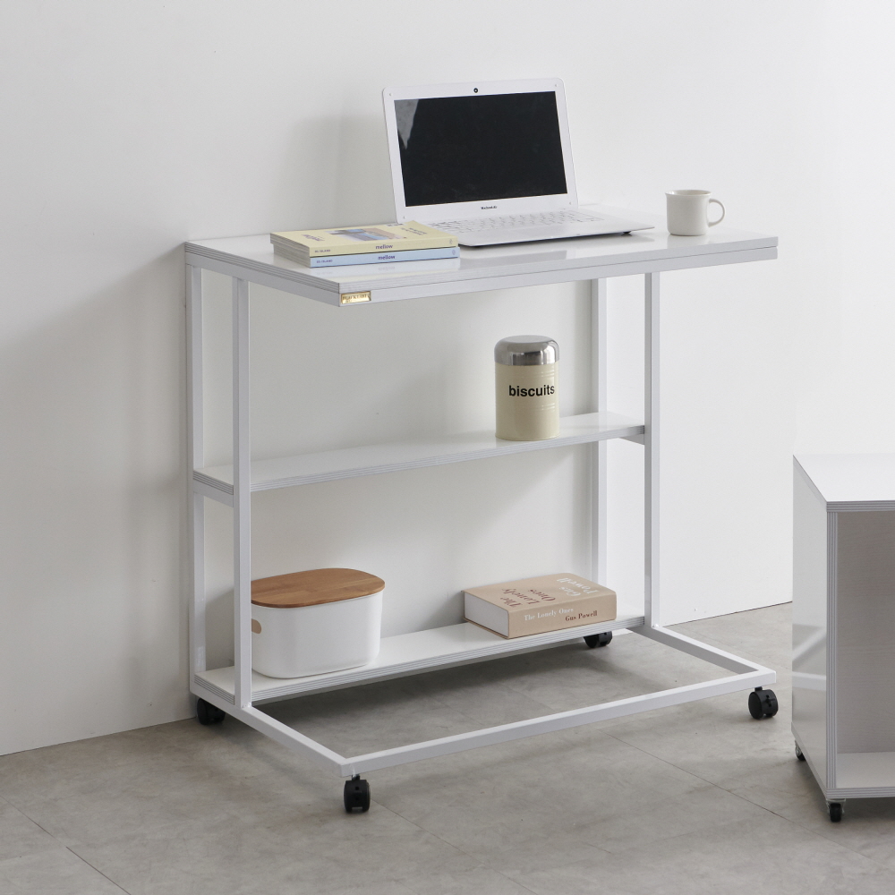 바퀴달린 이동식 사이드 테이블 선반 협탁 노트북 책상 철제 탁자