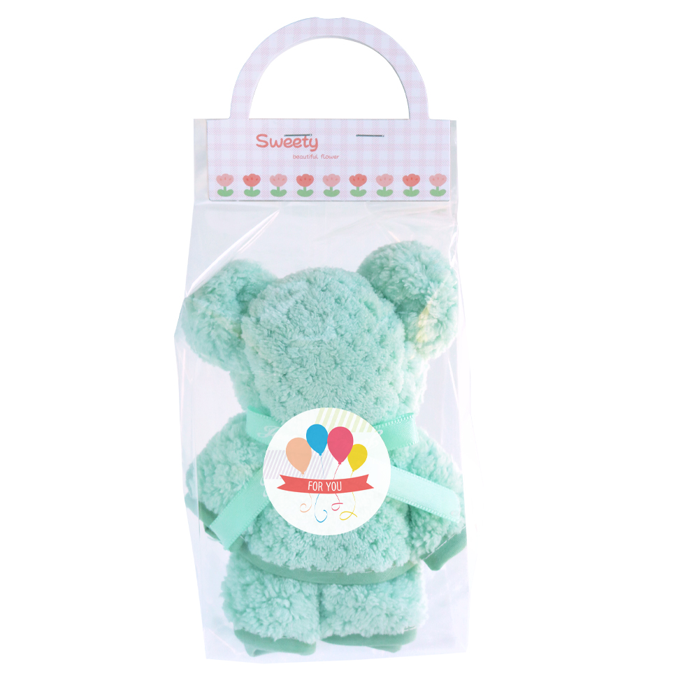 니즈엘 고리 수건 곰 타올(소) 30x30 어린이집 생일 답례품 손잡이헤드 - 상품 이미지