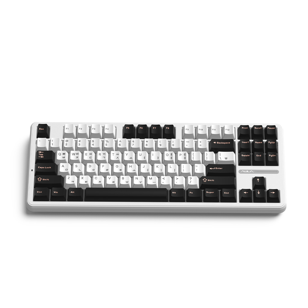 AULA F87Pro 유무선 독거미 한글 기계식 키보드 펀키스 국내 정품 올리비아 화이트, 저소음 솜사탕축 - 상세 이미지 2