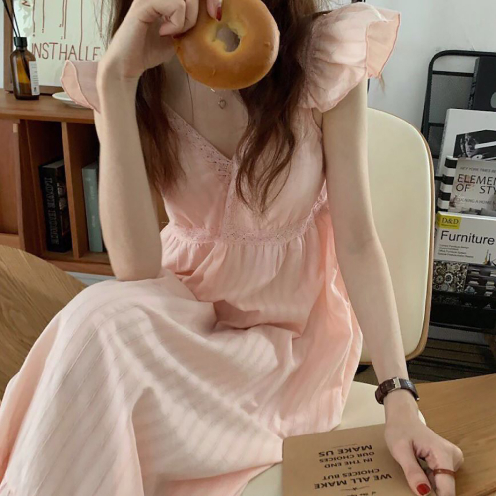 코튼 홈웨어 레이스 원피스 잠옷 이미지 2
