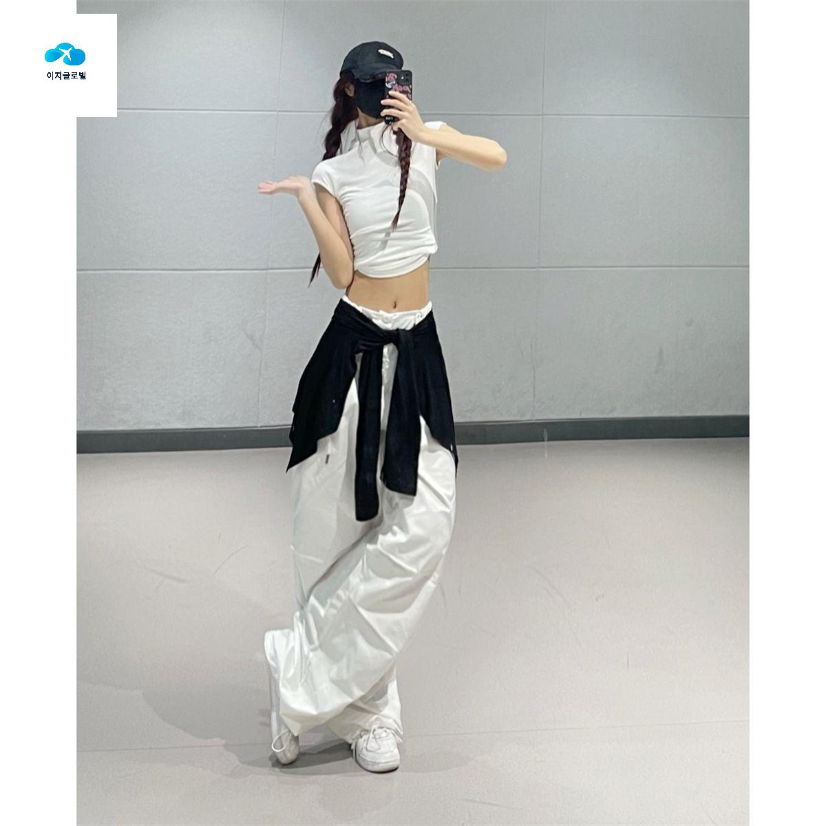 스트리트 허리 줌바복 힙합 무대의상 티 방송댄스 - 상세 이미지 3