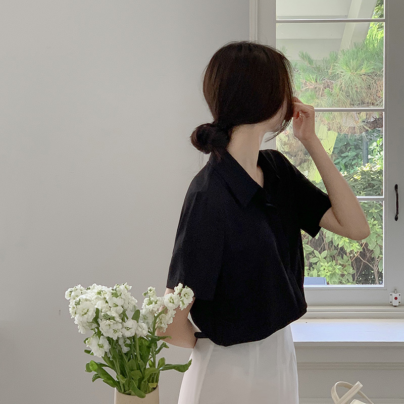 (~L링클프리) 모먼트 히든버튼 셔츠 반팔 블라우스 bs7026 이미지 6