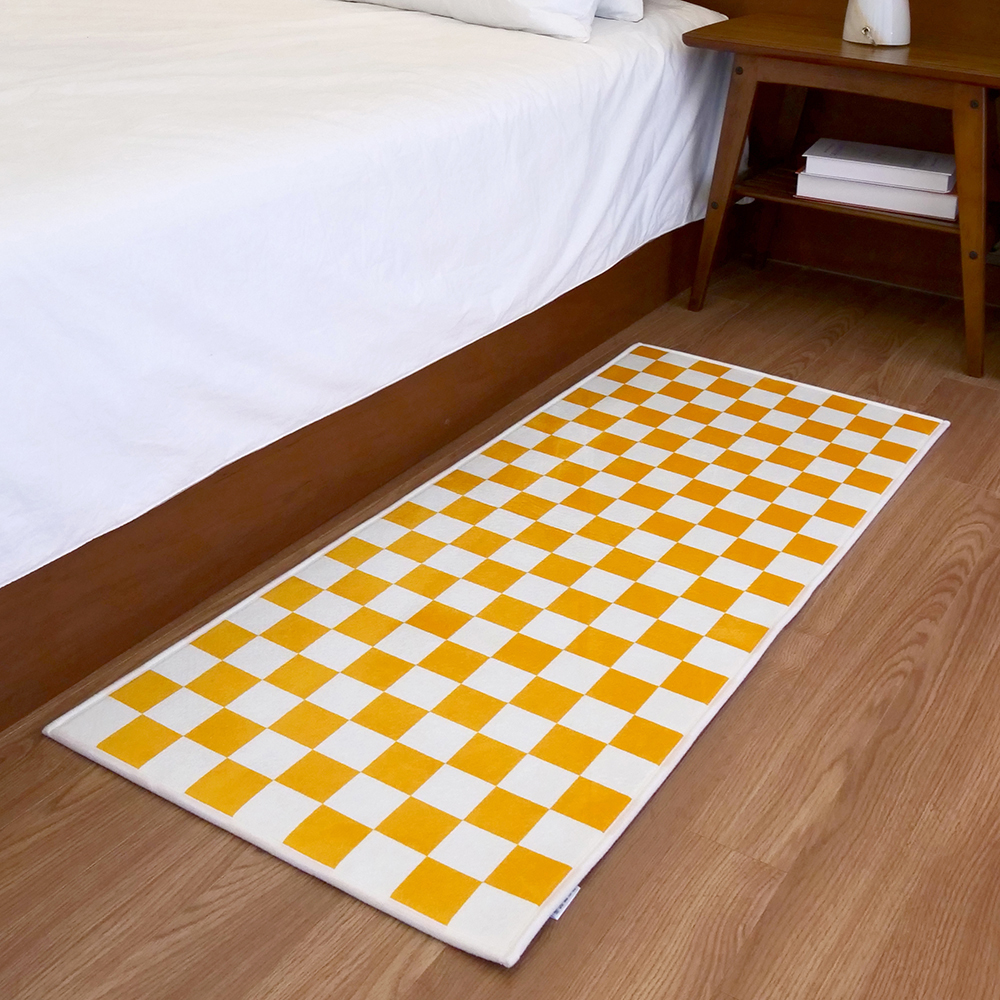 포시엘라 국내산 미니 러그 먼지없는 단모 워셔블 사계절 침대 인테리어 체커보드 러그 M