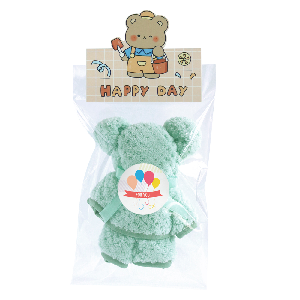 니즈엘 고리 수건 곰 타올(소) 30x30 어린이집 생일 답례품 곰헤드손잡이 - 상품 이미지