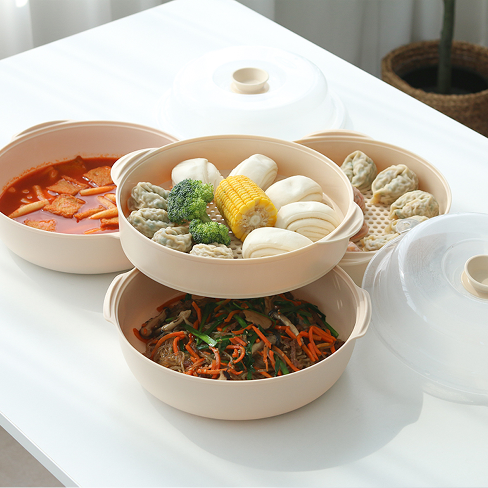 스팀 전자레인지 만능찜기 계란찜 양배추 라면기 찜기 세트